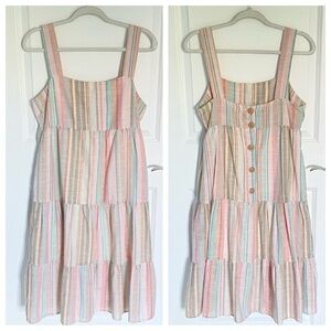 Vernacular Striped tiered Button back swing Dress Size Medium -47597
